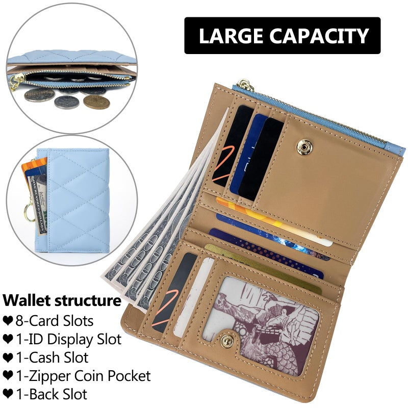 VODIU Women's Short Purse Leather Medium Wallet Leaf Bifold Card Coin Holder Small Purses Buckle Zipper Clutch - Image 5